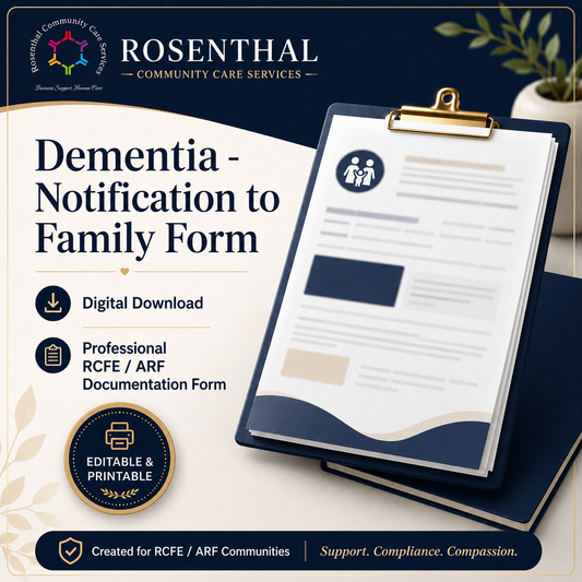 Dementia - Notification to Family Form
